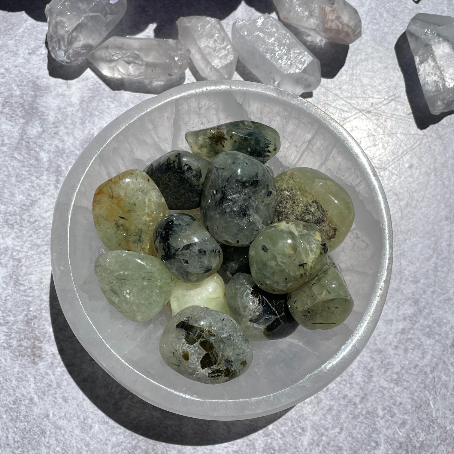 Prehnite and Epidote Tumbled 200g