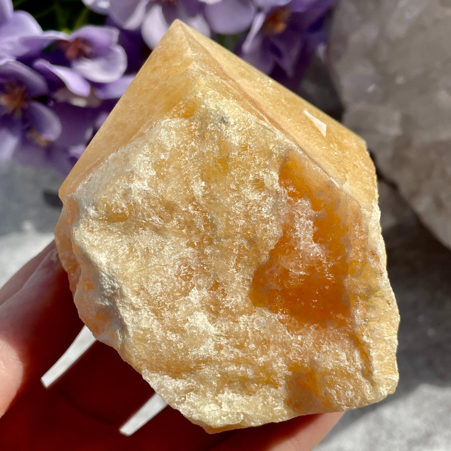 Polished Orange Calcite Point - 04