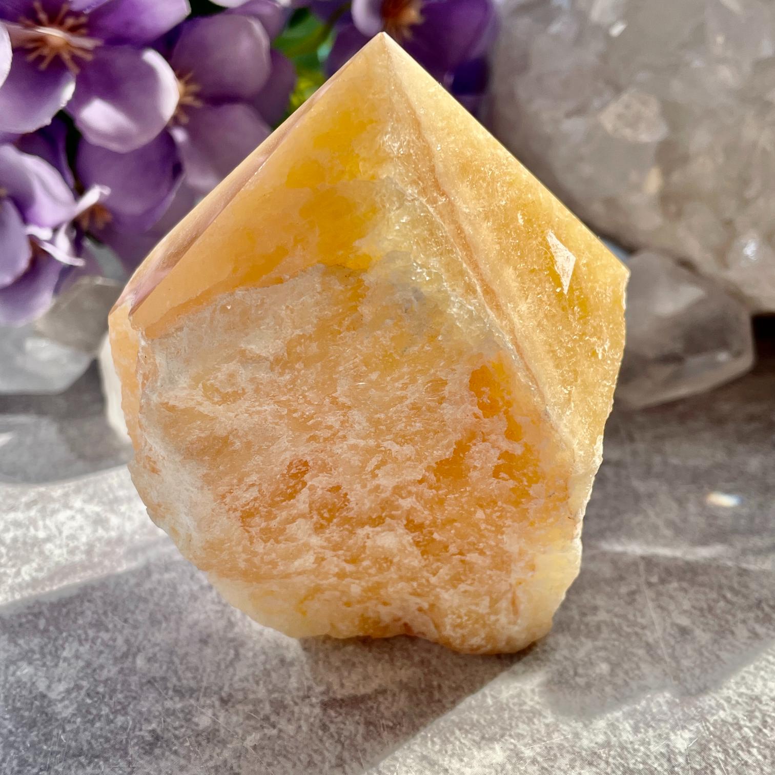 Polished Orange Calcite Point - 04