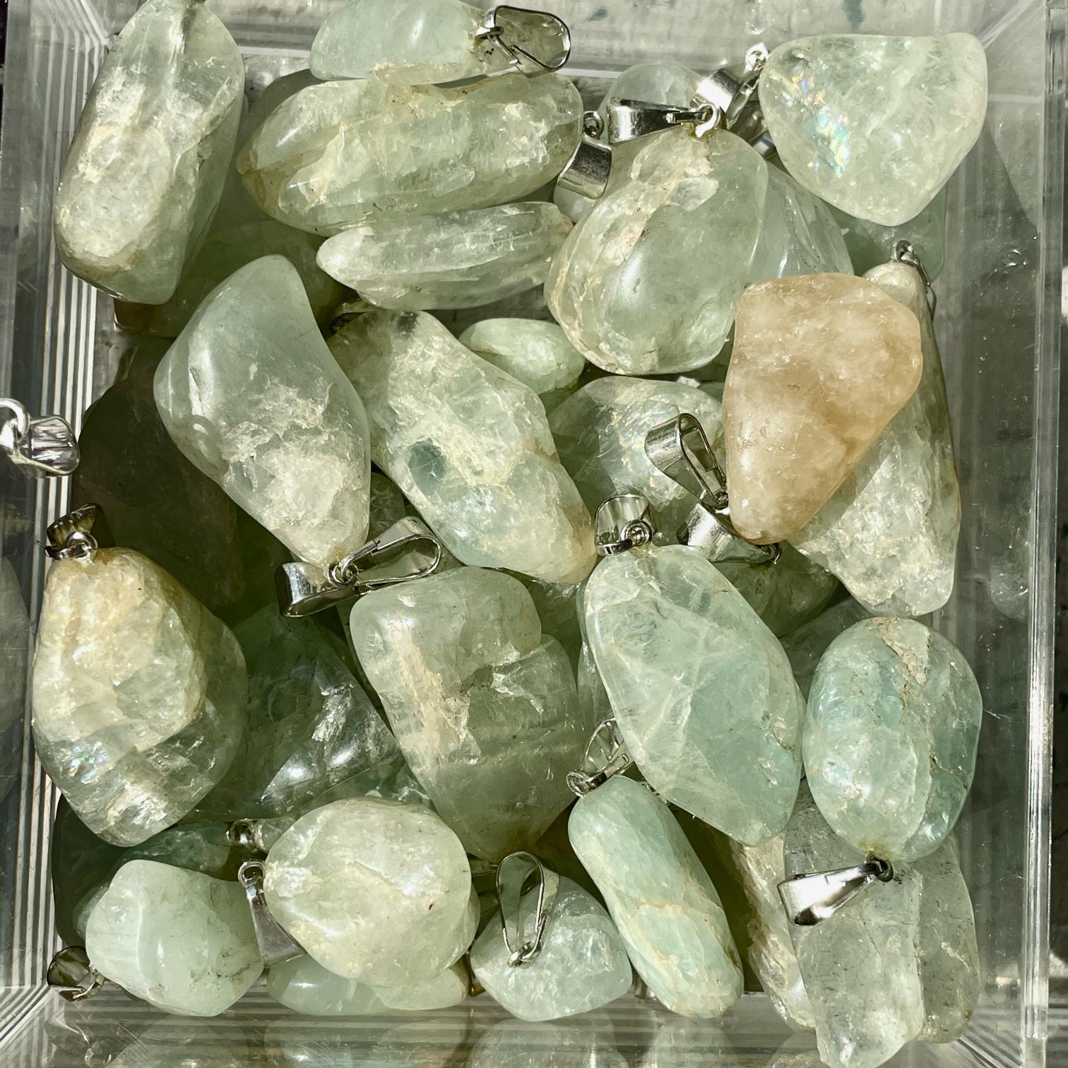 Tumbled Mini Pendant - Aquamarine LIGHT