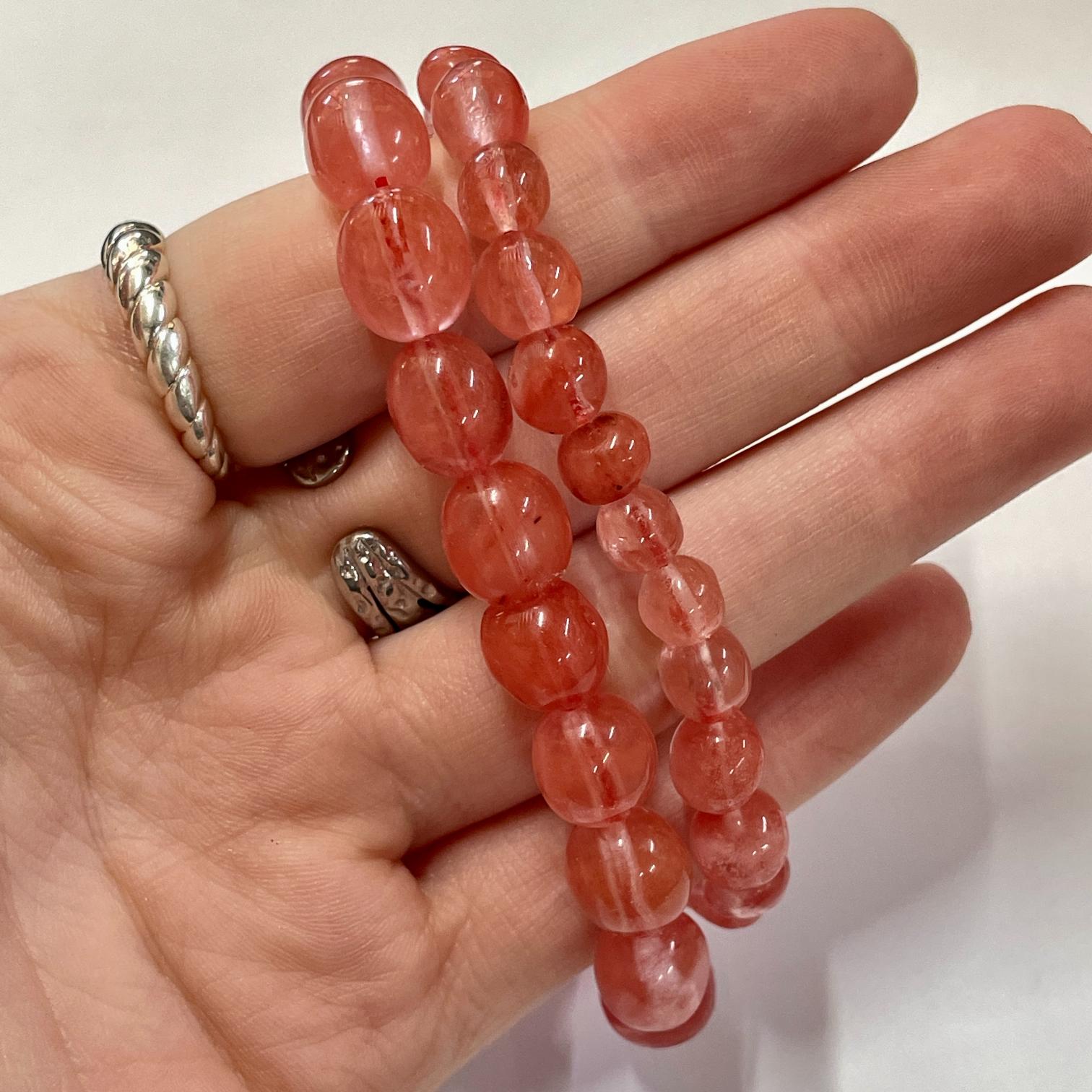 Strawberry Obsidian Beads Bracelet