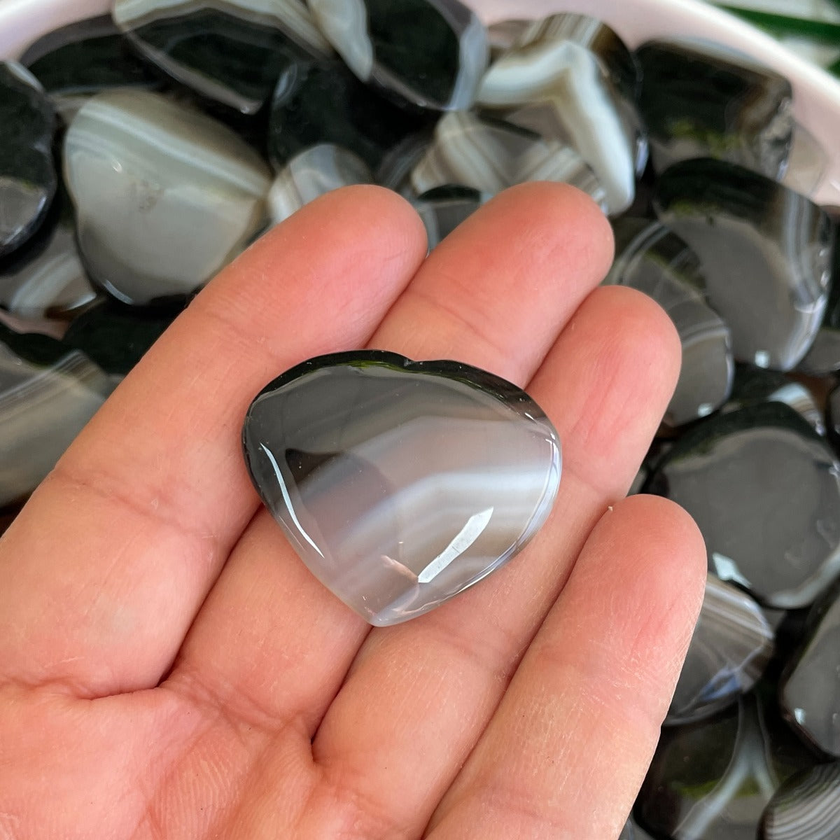 Black Agate Heart - 1pc