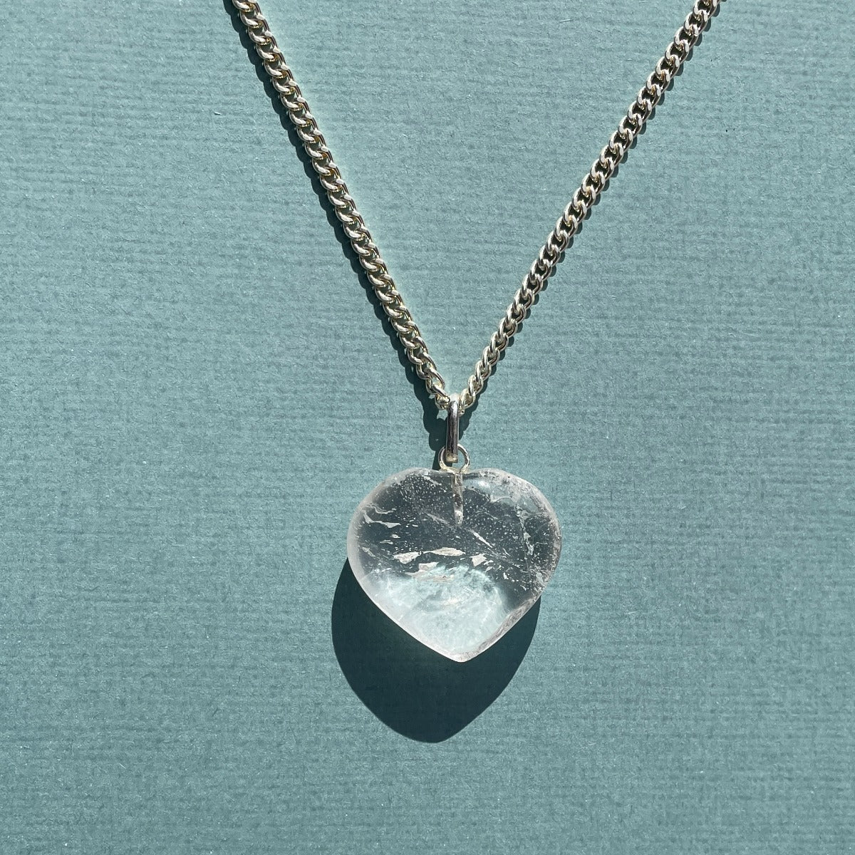 Clear Quartz Heart Pendant - 1pc