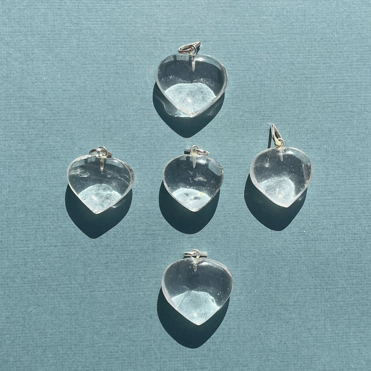 Clear Quartz Heart Pendant - 1pc
