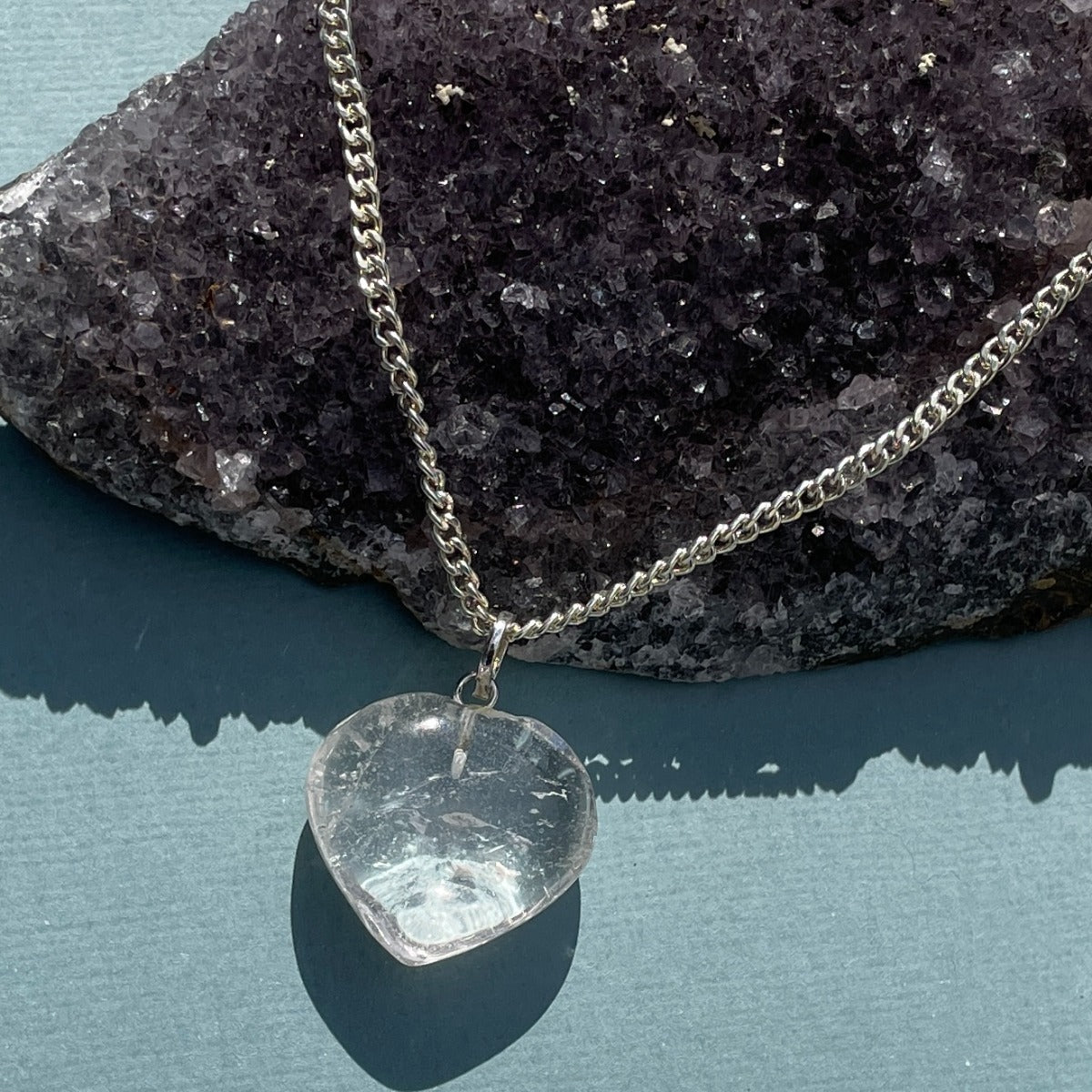 Clear Quartz Heart Pendant - 1pc