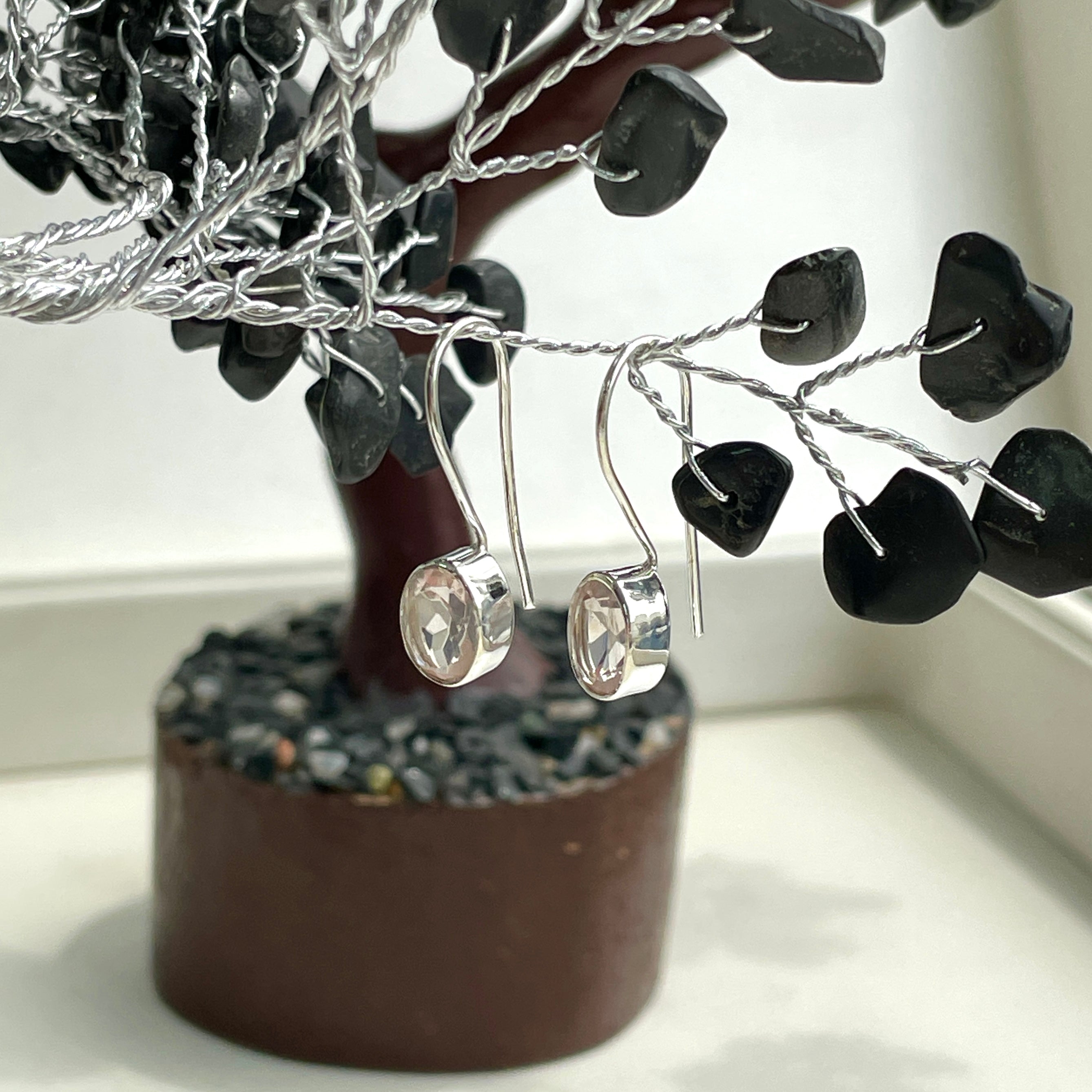 Sterling Silver Earrings - Rose Quartz - Oval