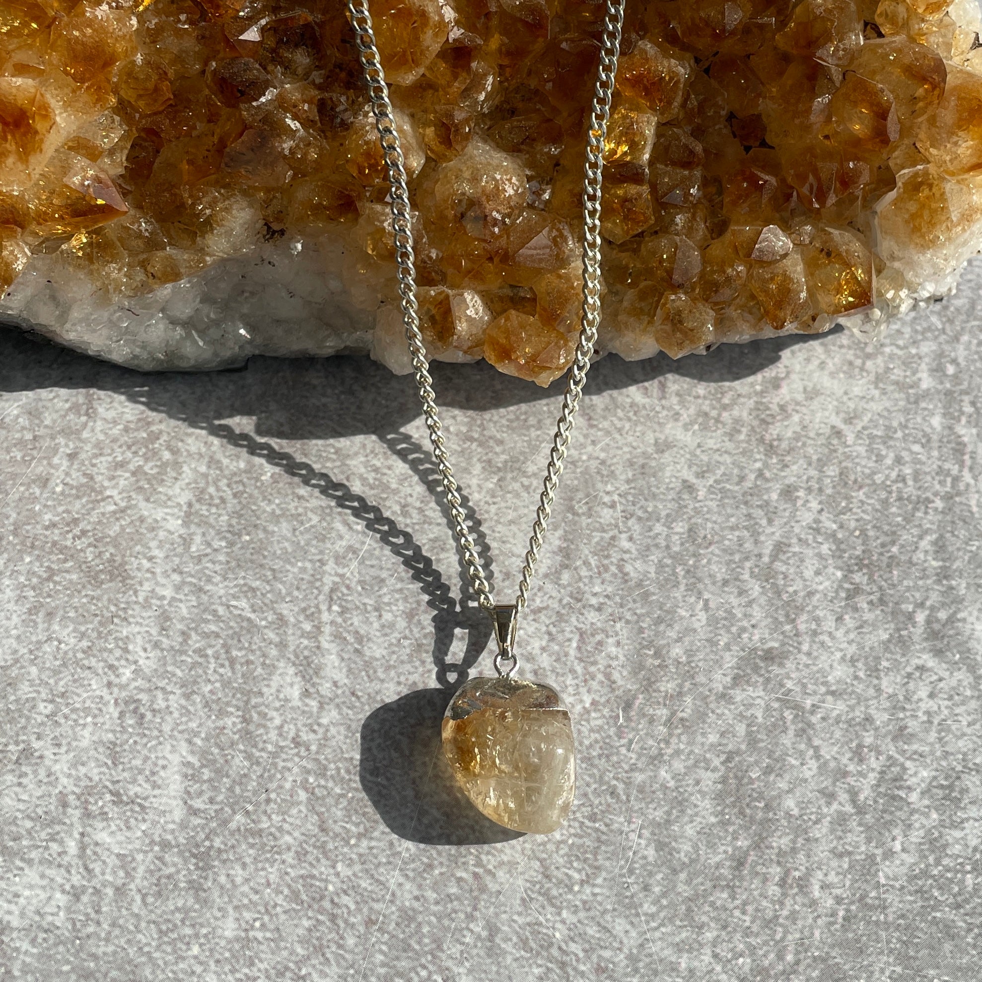 Citrine Tumbled Capped Pendant