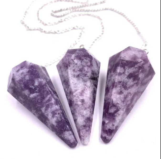 Lepidolite Faceted Pendulum
