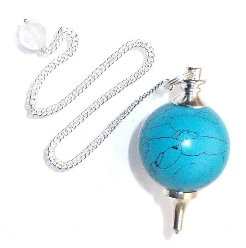 Dyed Blue Howlite Ball Pendulum