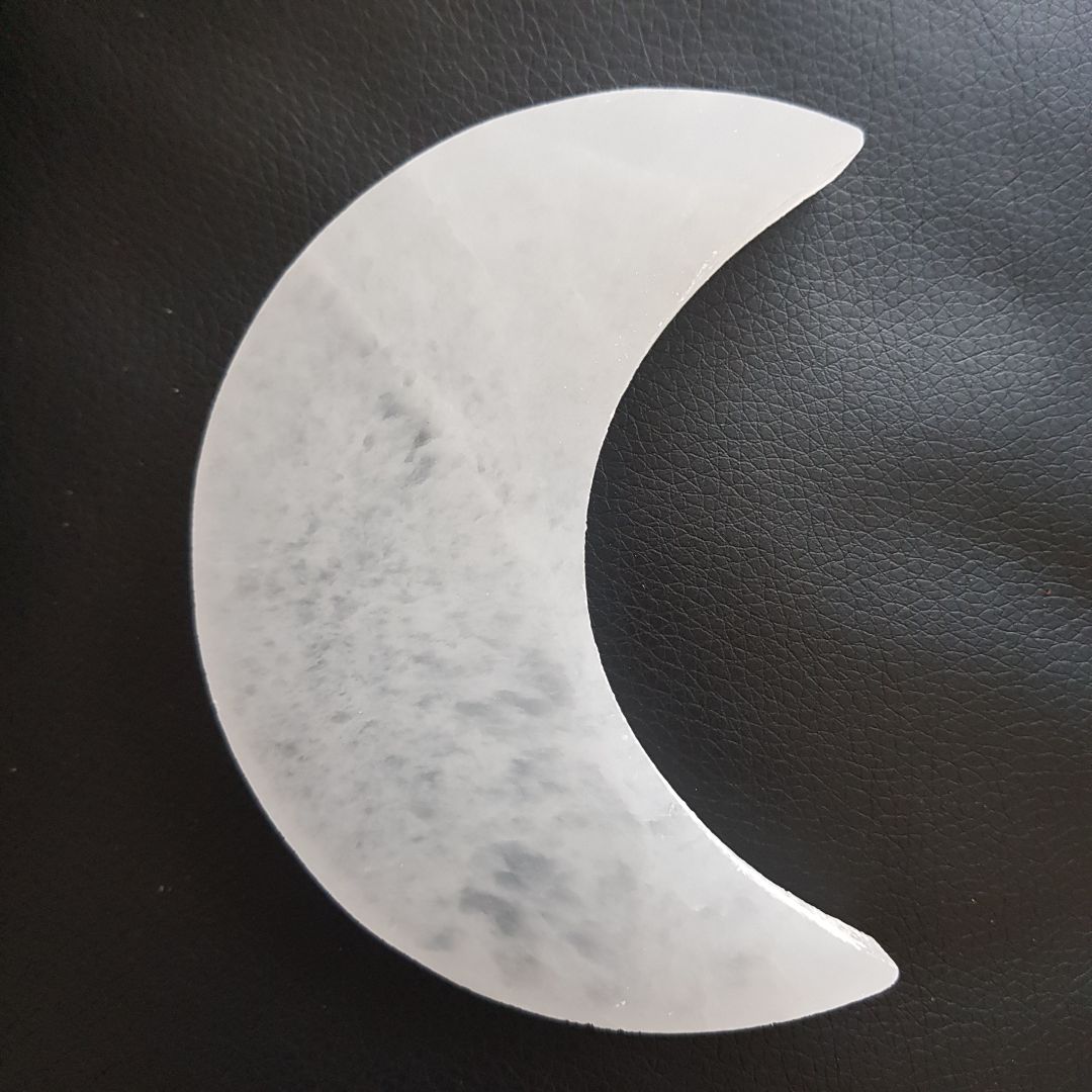 Selenite Moon Flat - 10cm