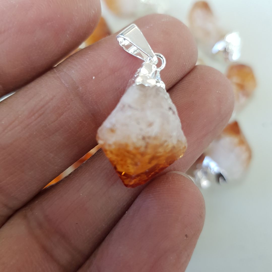 Citrine Rough Point Pendant Capped