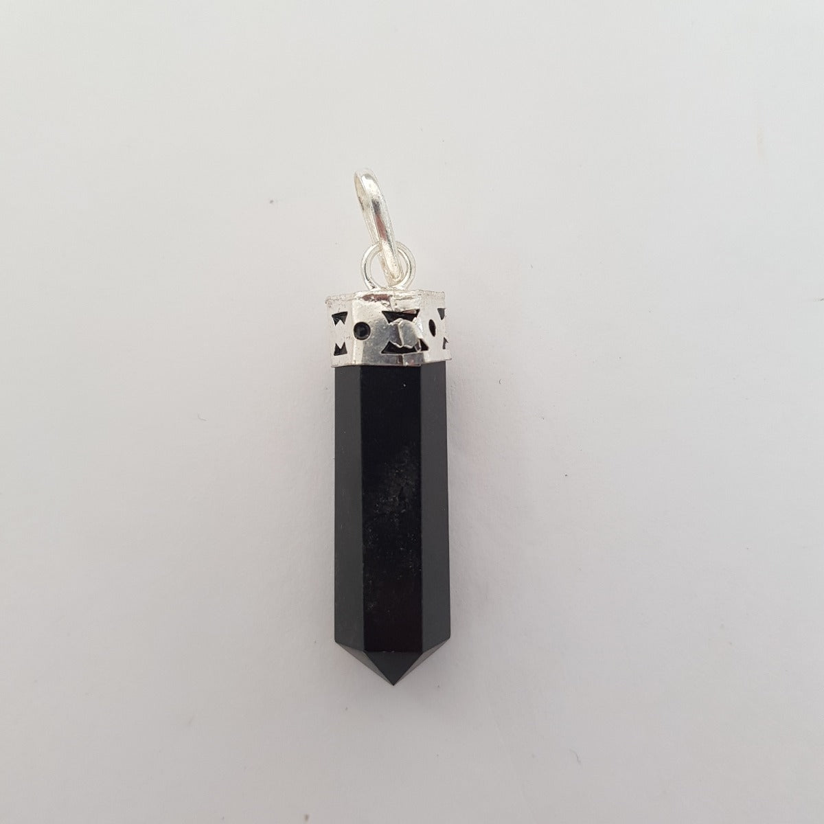Black Tourmaline - Cap Point Pendant - Faceted