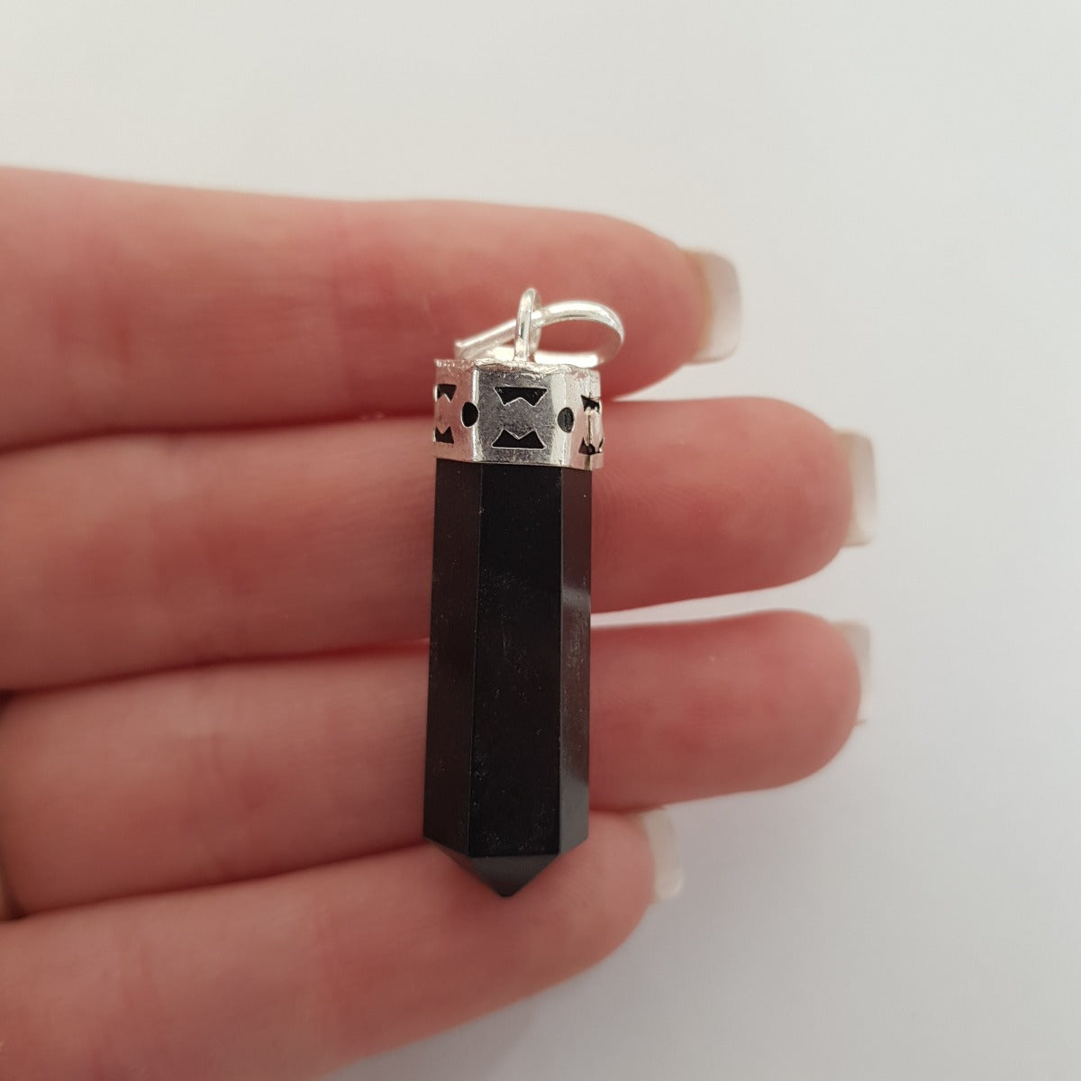 Black Tourmaline - Cap Point Pendant - Faceted