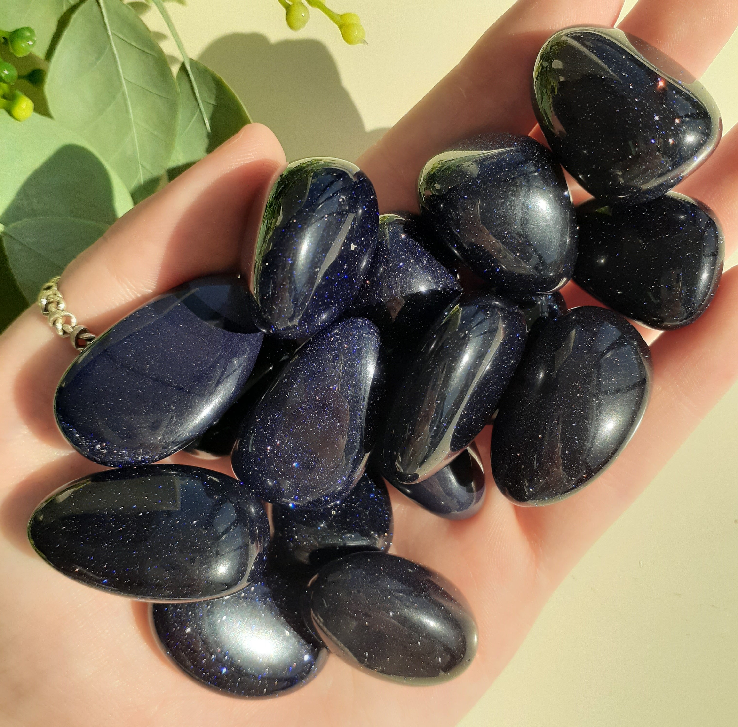 Blue Goldstone Tumbled 200gms (12-15pc)