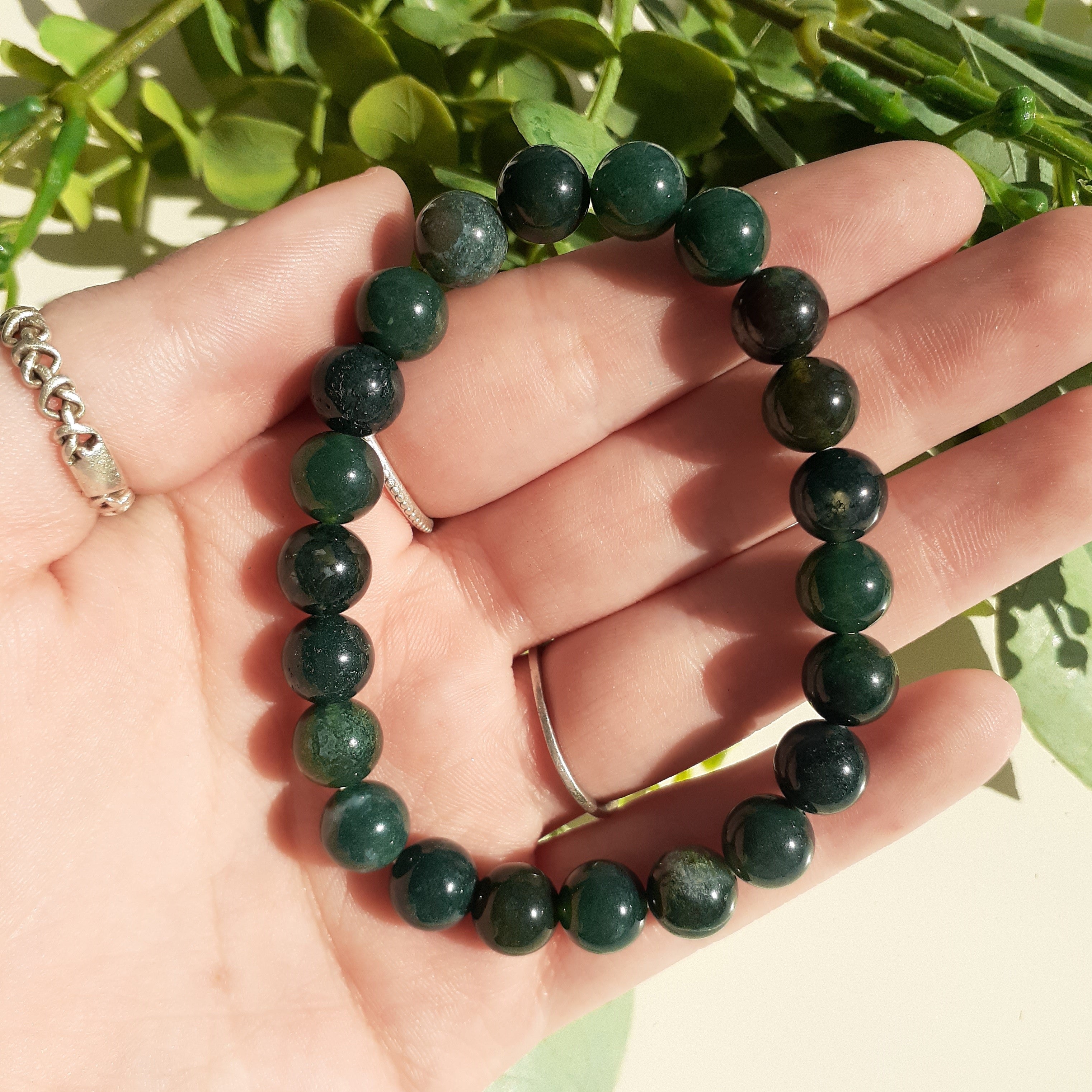 Moss Agate Beads Bracelet - 8mm