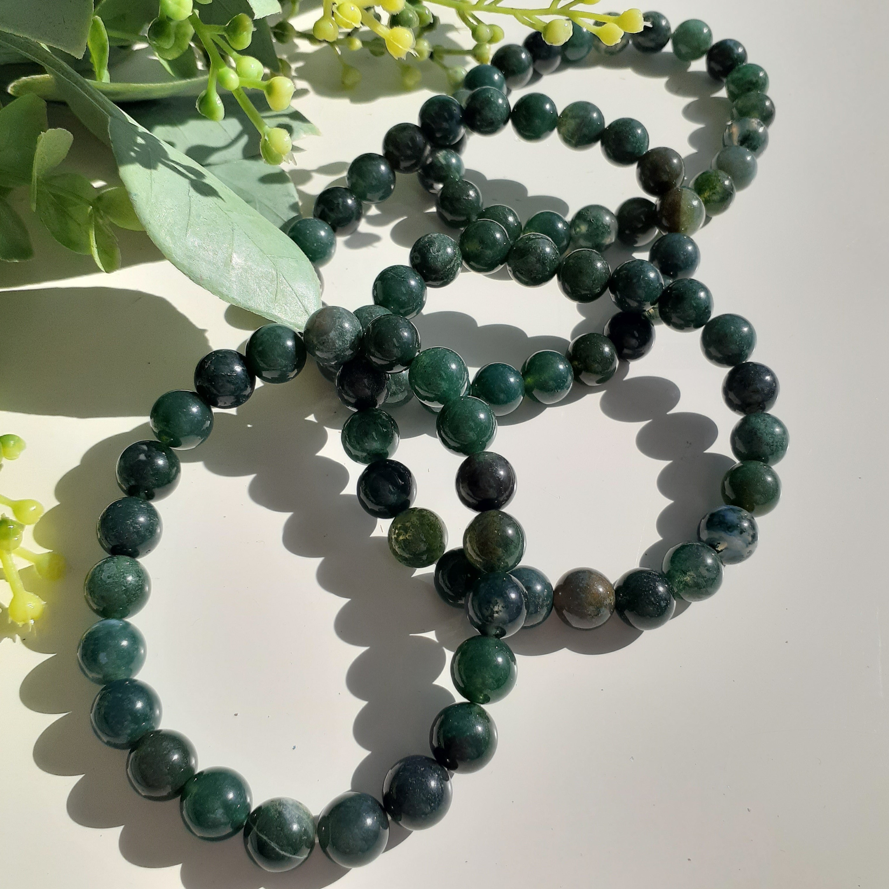 Moss Agate Beads Bracelet - 8mm