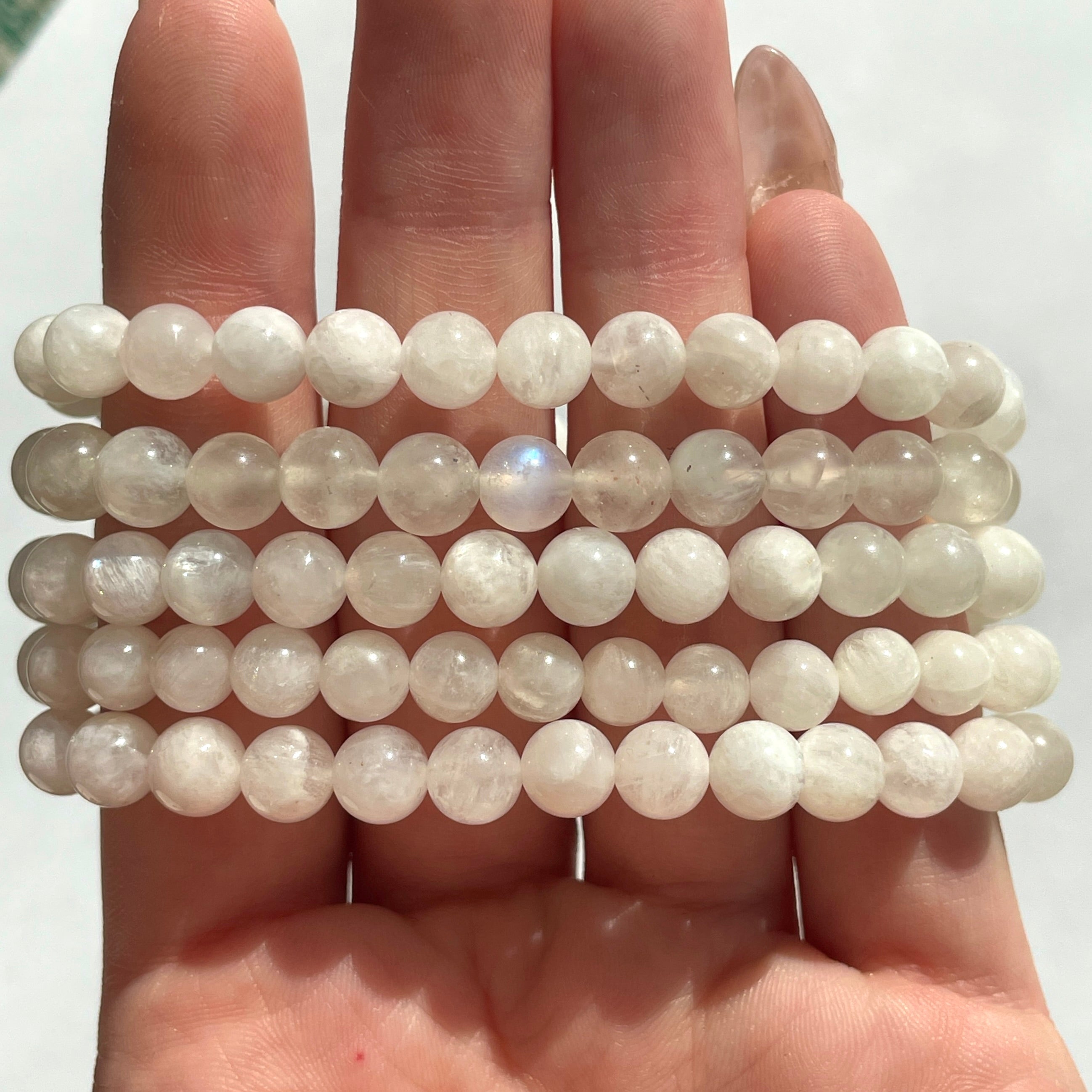Rainbow Moonstone Beads Bracelet 6mm