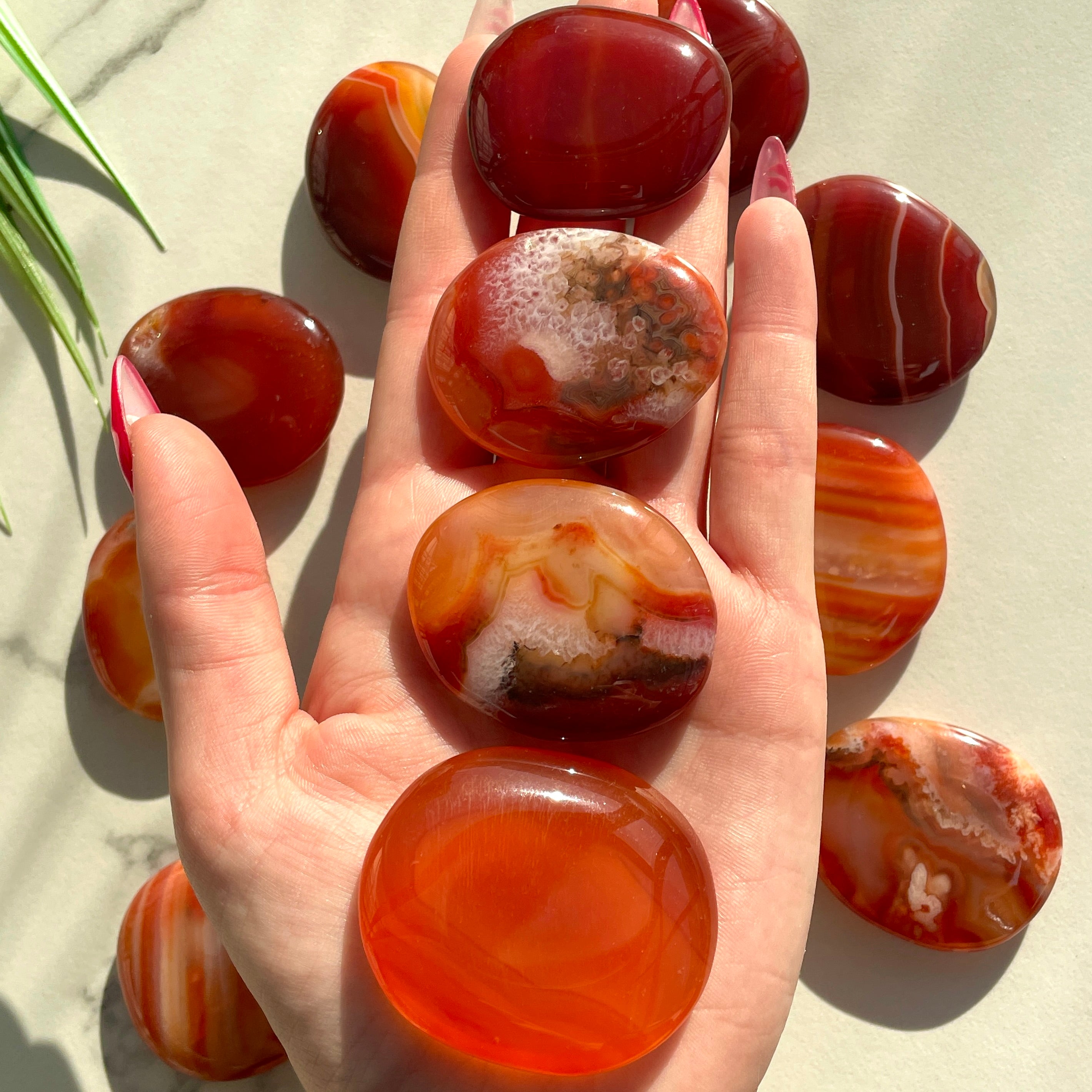 Pocket Palm Stone - Carnelian