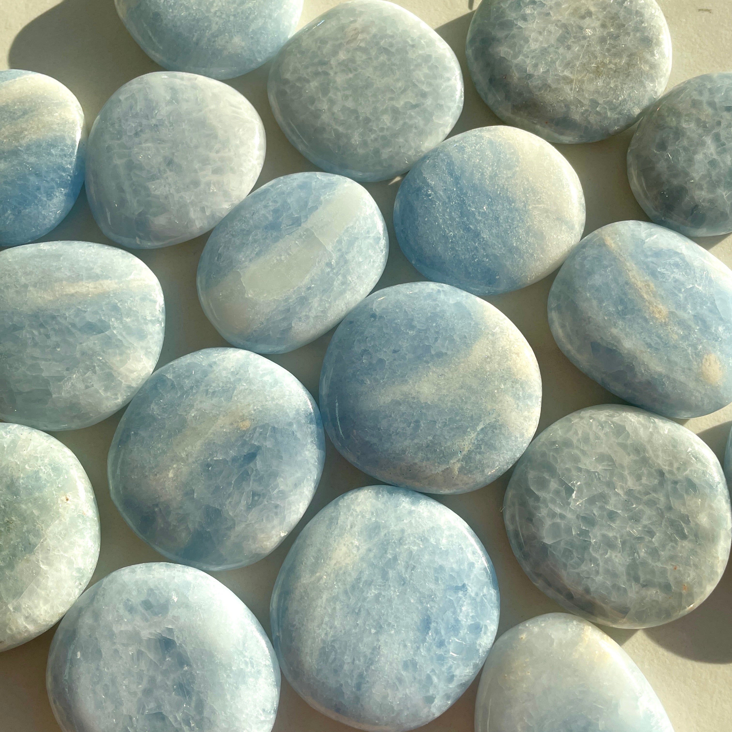 Pocket Palm Stone - Blue Calcite