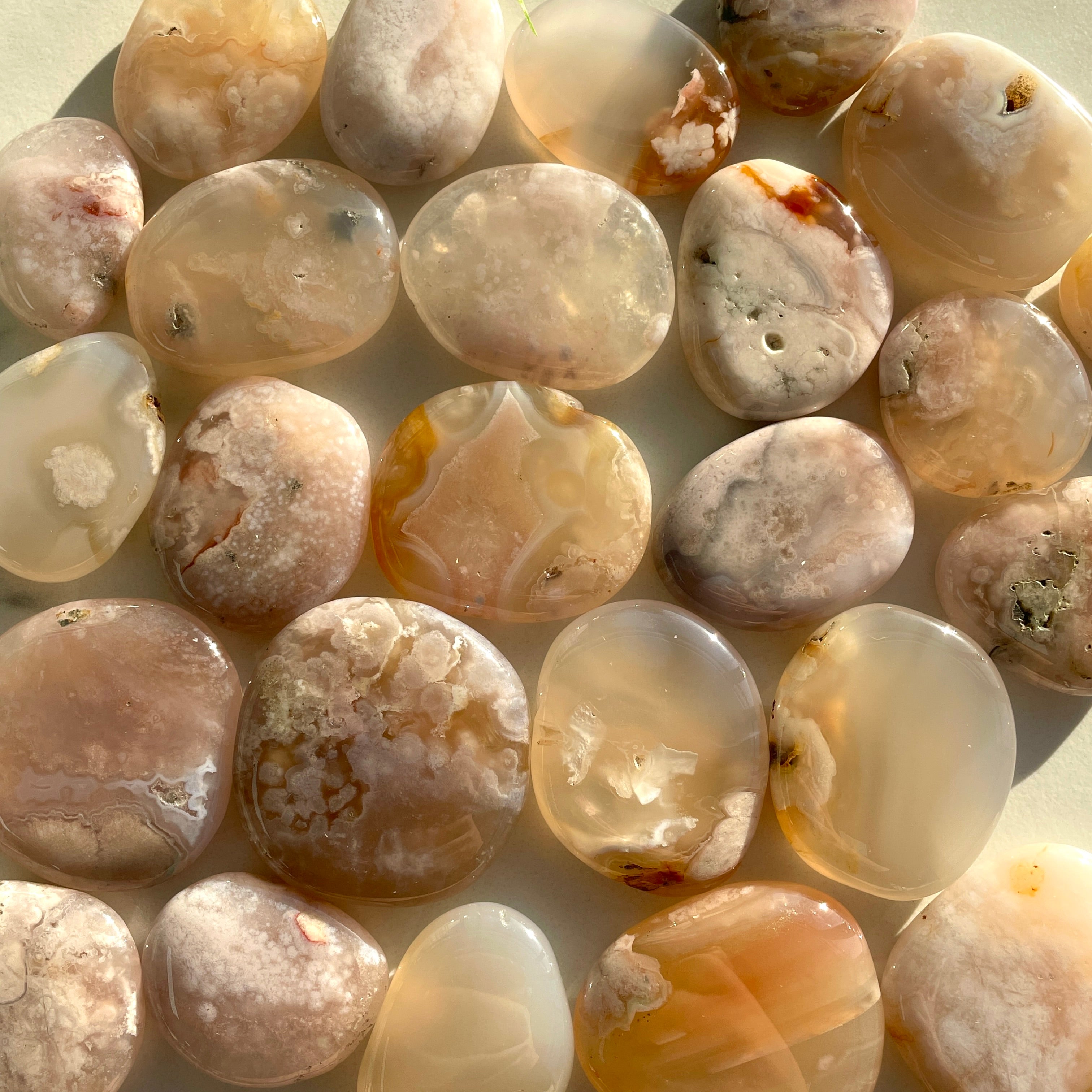 Pocket Palm Stone - Blossom Agate
