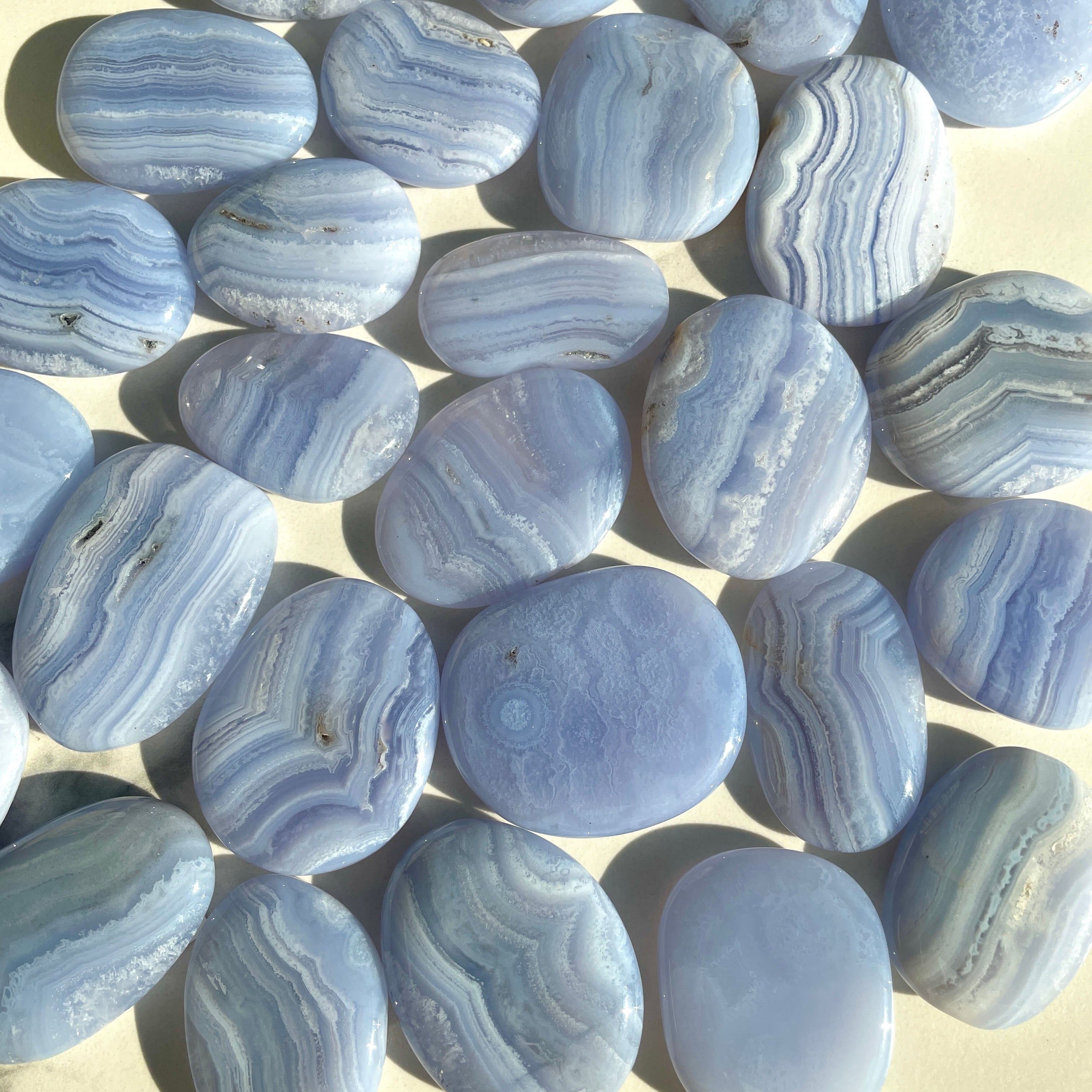 Pocket Palm Stone - Blue Lace Agate