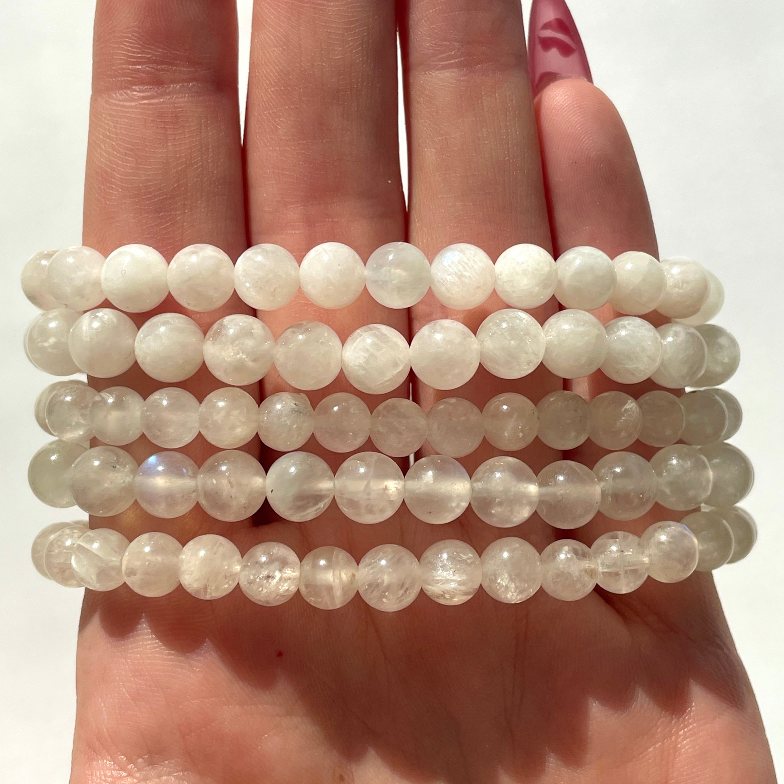 Rainbow Moonstone Beads Bracelet 6mm