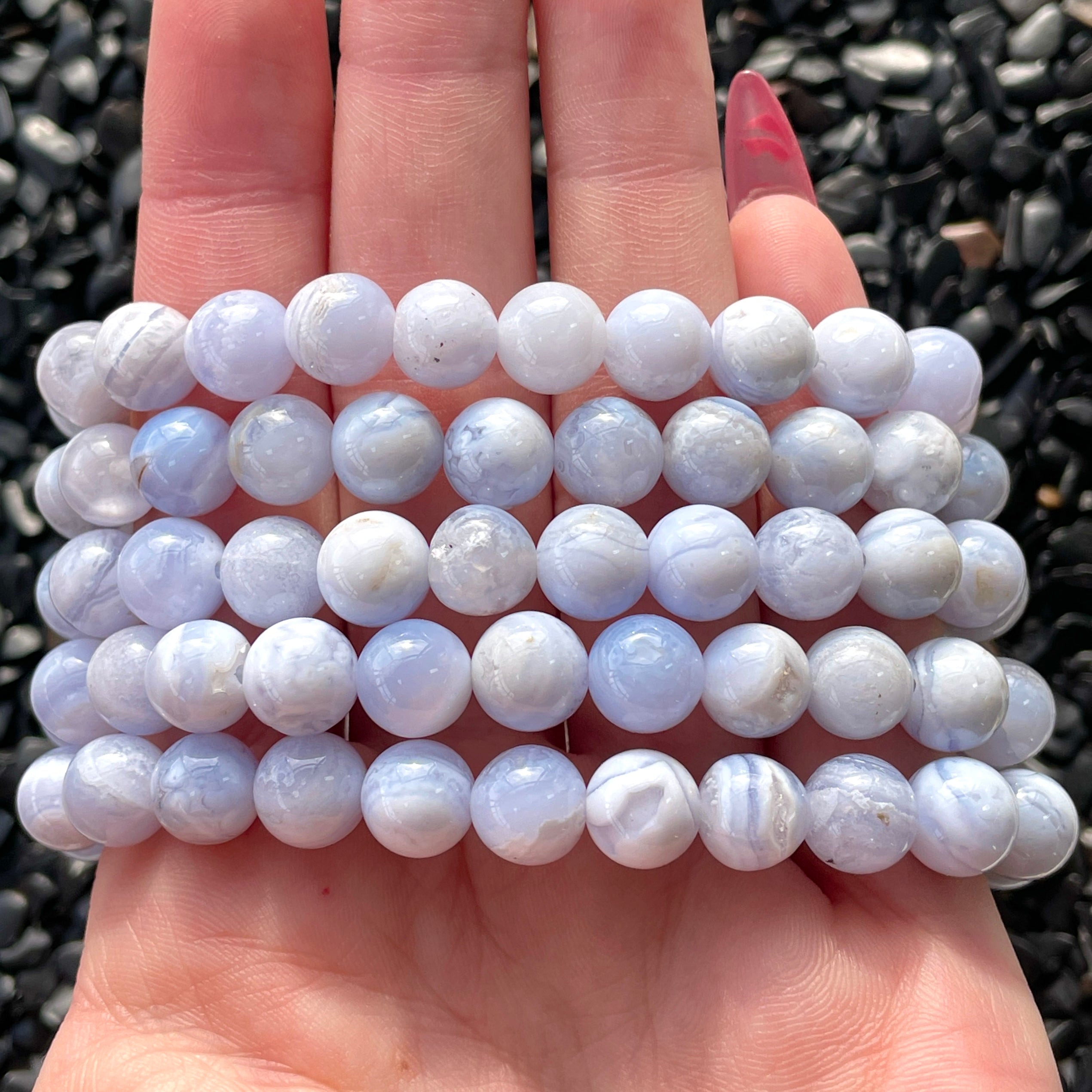Blue Lace Agate Beads Bracelet 8mm