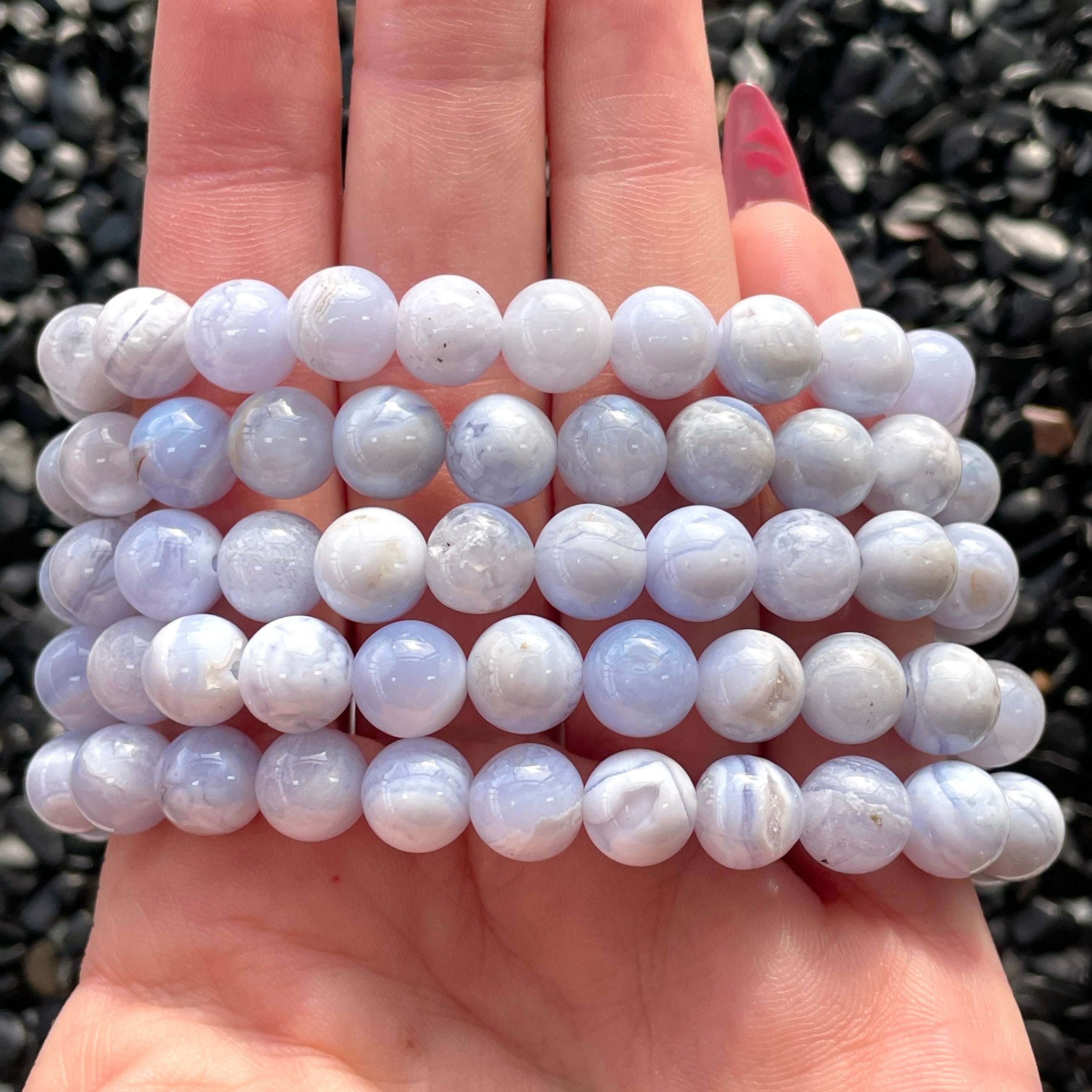 Blue Lace Agate Beads Bracelet 8mm