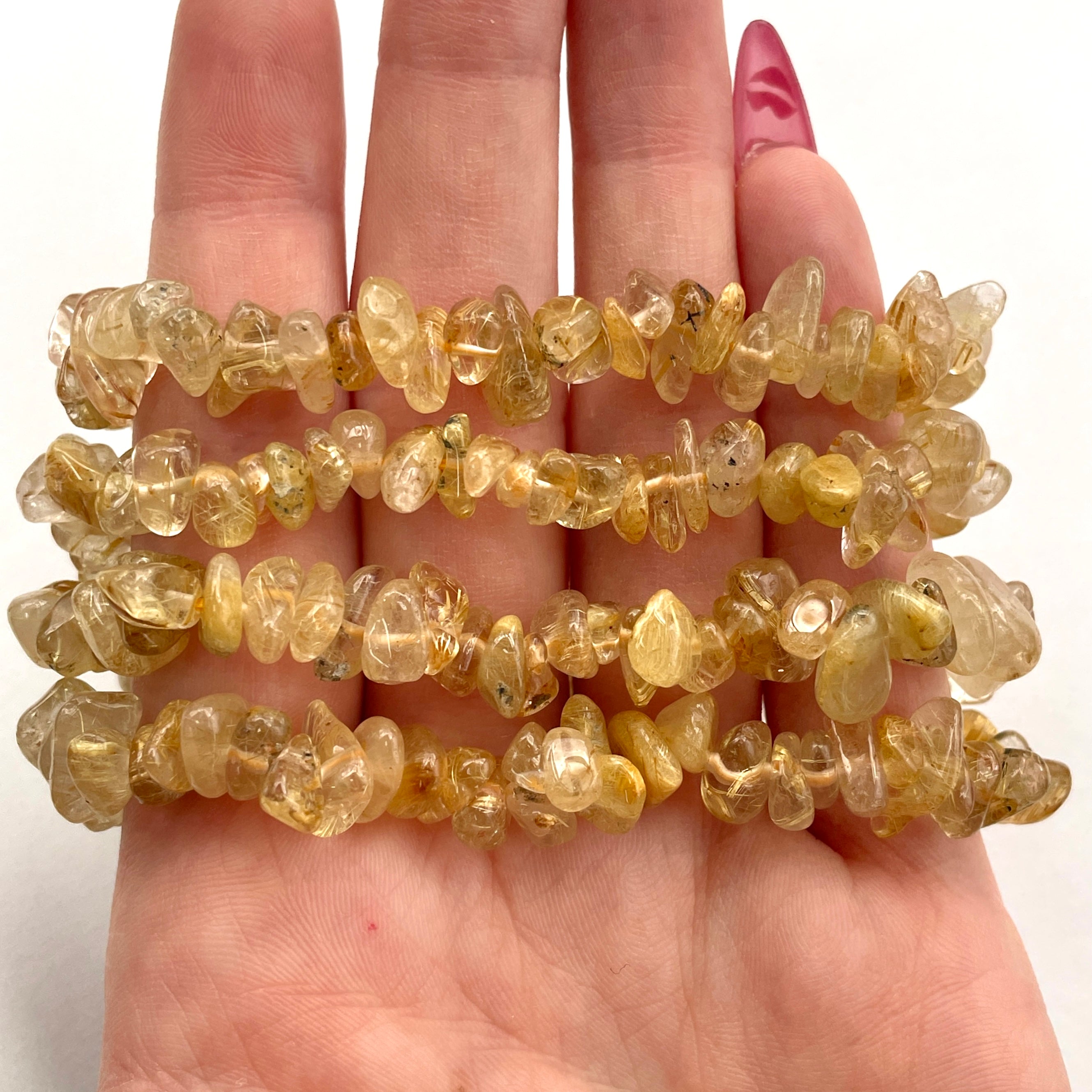 Gold Rutile Quartz (AA) Chip Bracelet