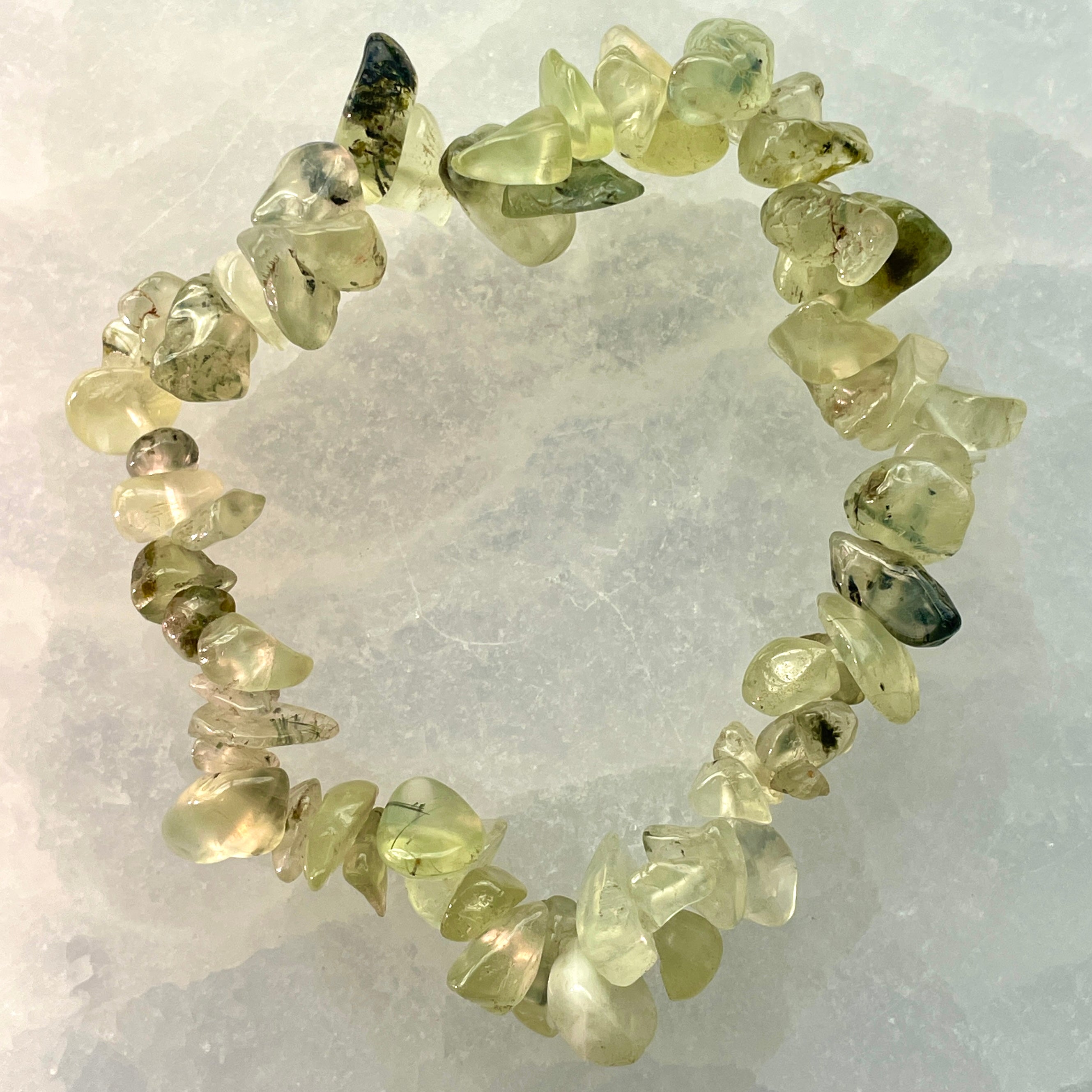 Epidote/Prehnite with Tourmaline Chip Bracelet