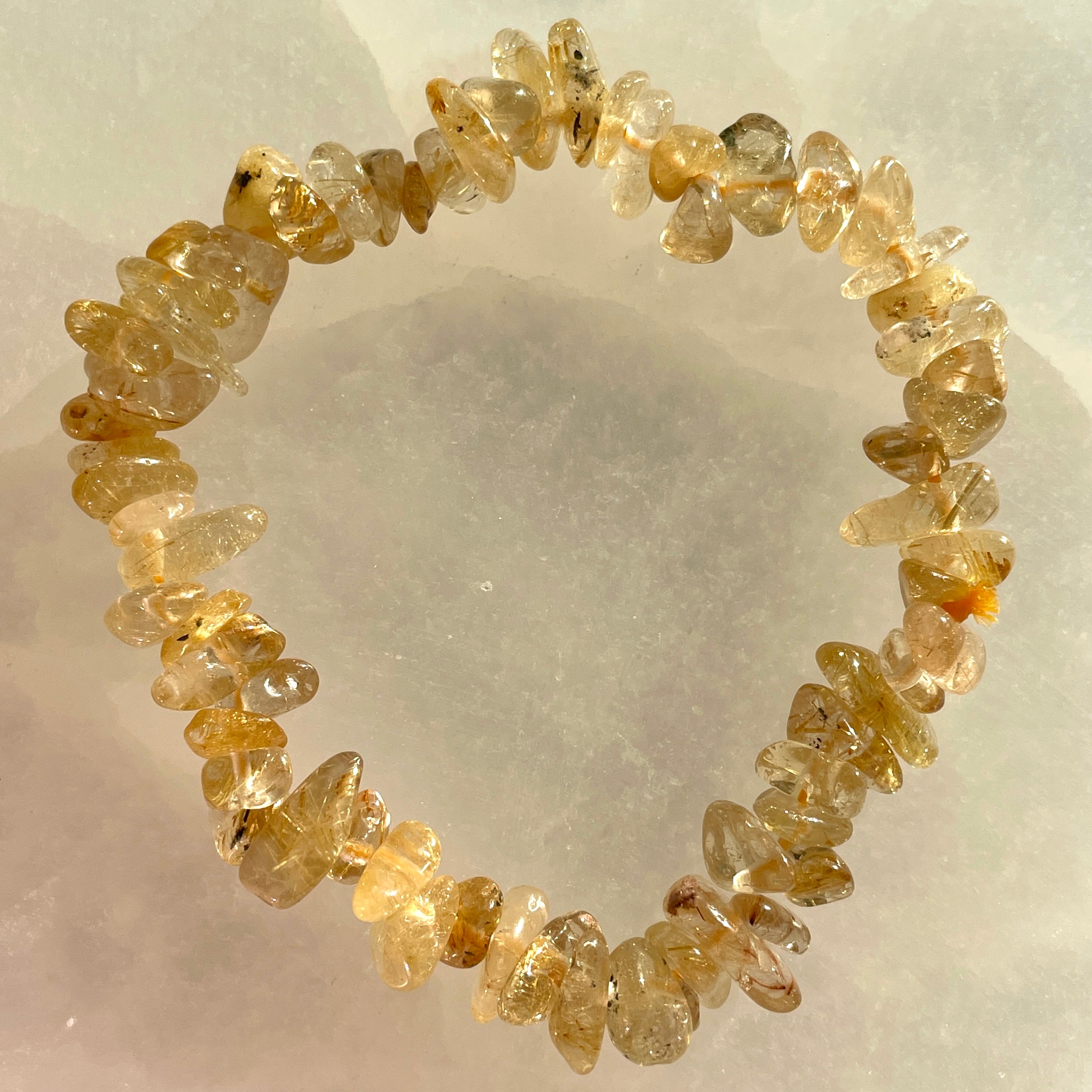 Gold Rutile Quartz (AA) Chip Bracelet