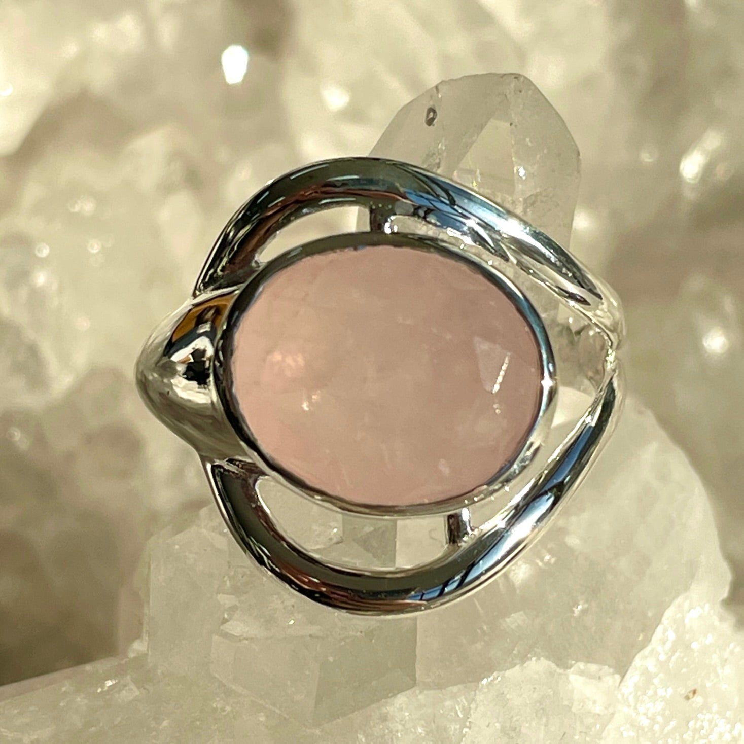 Rose Quartz Sterling Silver Ring - SR1
