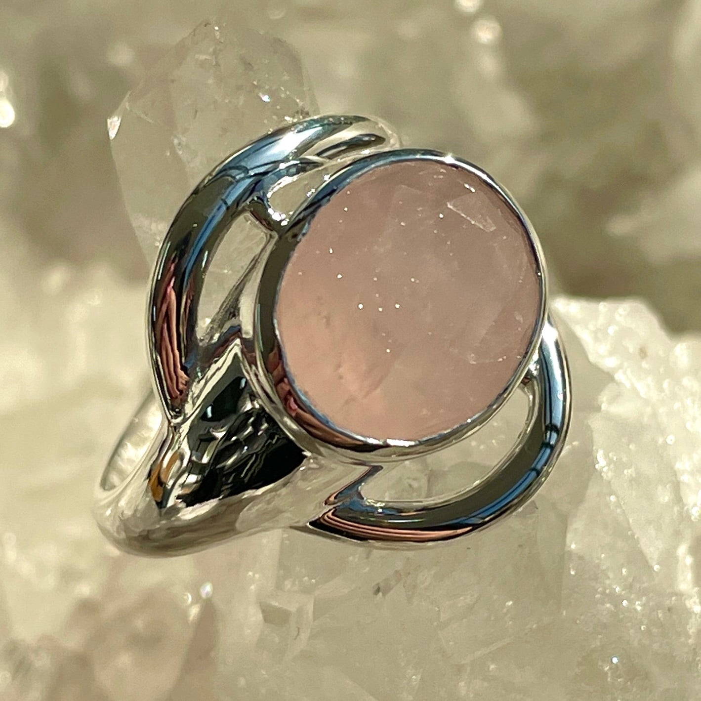 Rose Quartz Sterling Silver Ring - SR1