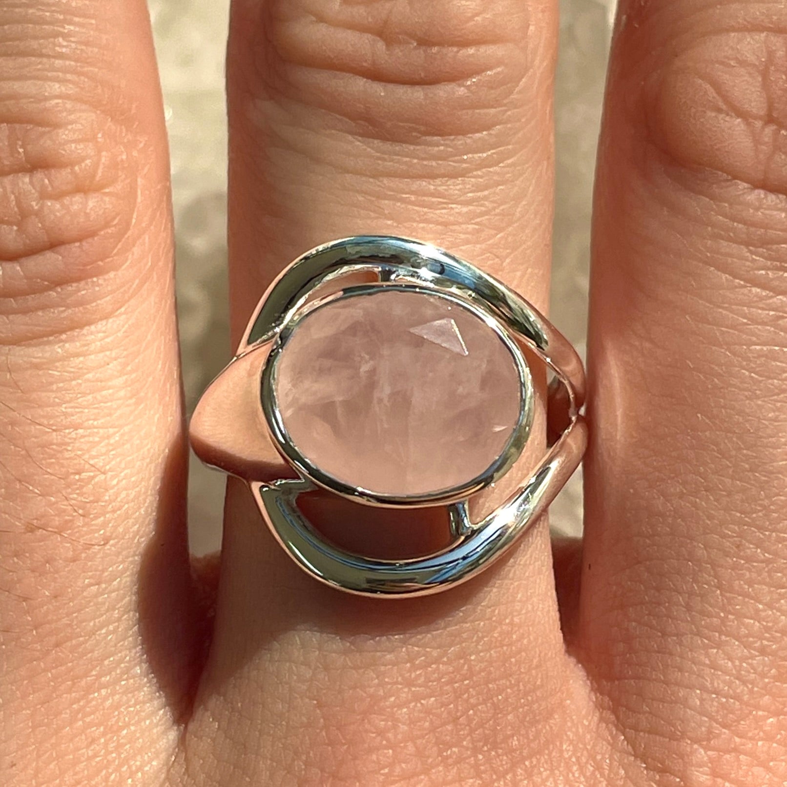 Rose Quartz Sterling Silver Ring - SR1
