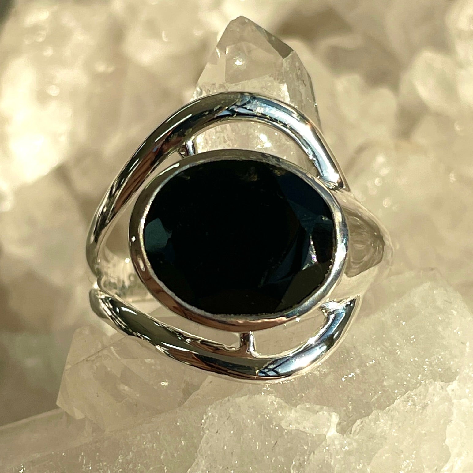 Black Obsidian Sterling Silver Ring - SR1