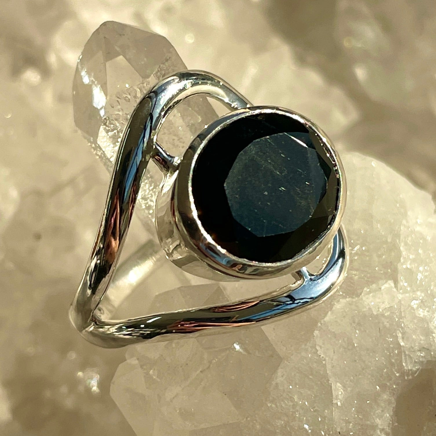 Black Obsidian Sterling Silver Ring - SR1