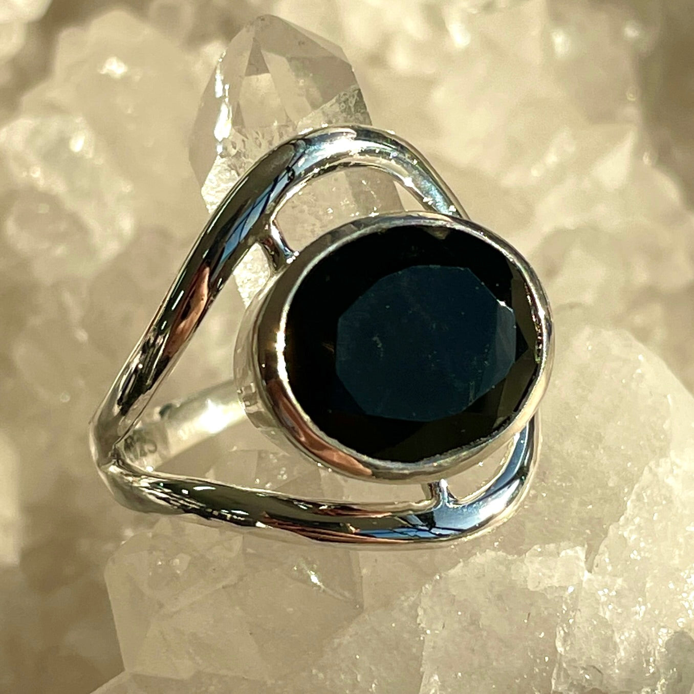 Black Obsidian Sterling Silver Ring - SR1