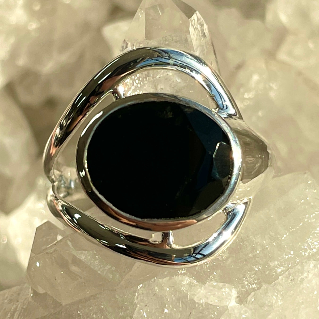 Black Obsidian Sterling Silver Ring - SR1