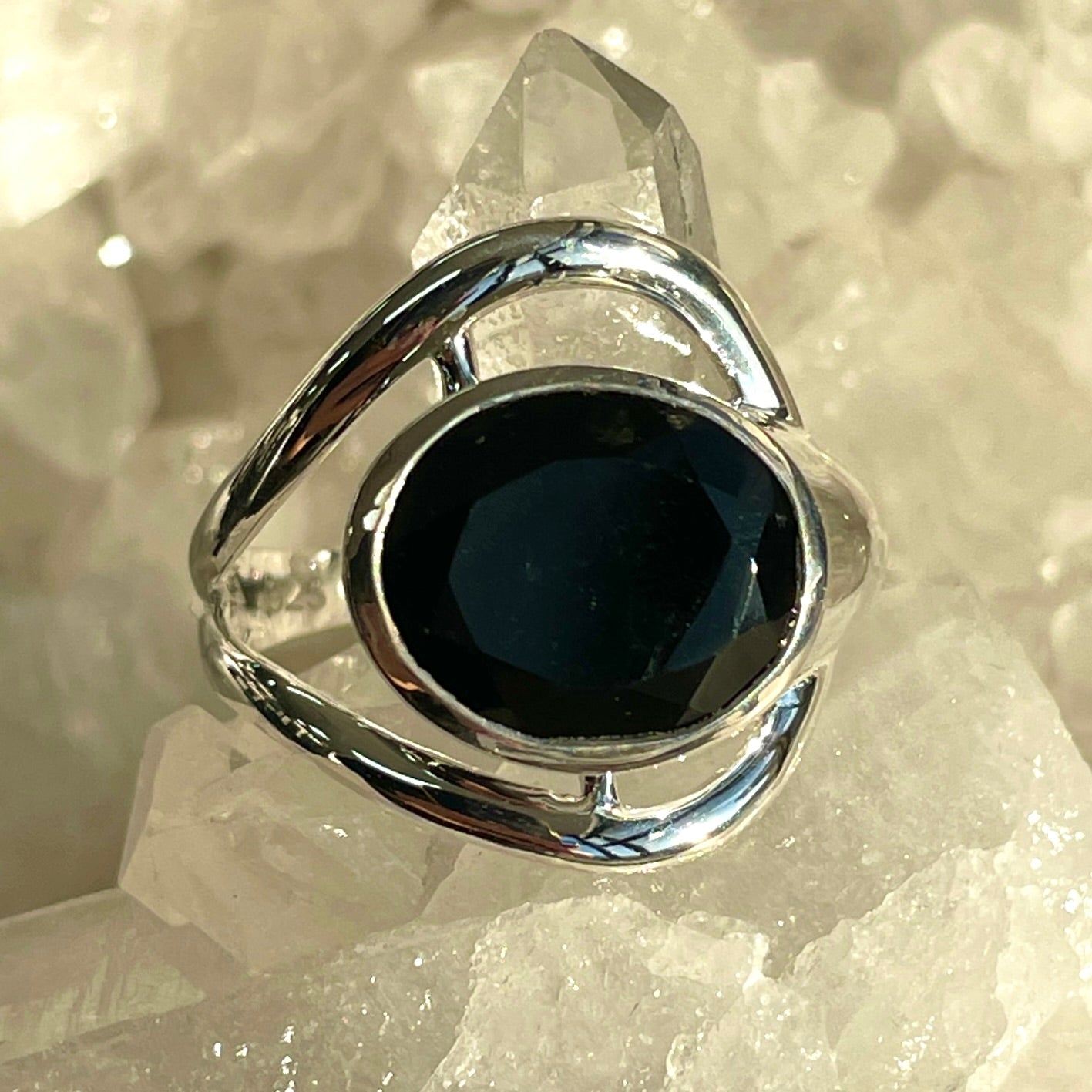Black Obsidian Sterling Silver Ring - SR1