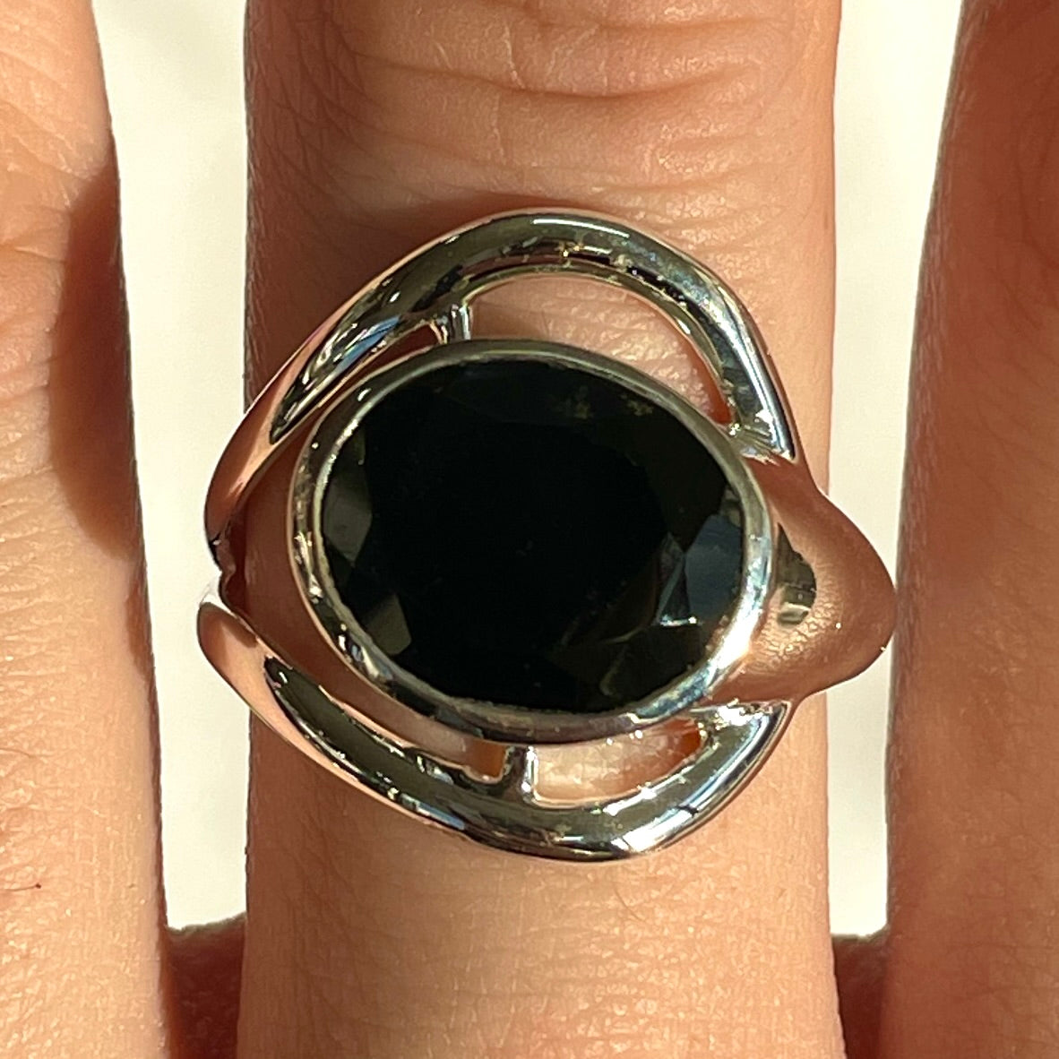 Black Obsidian Sterling Silver Ring - SR1