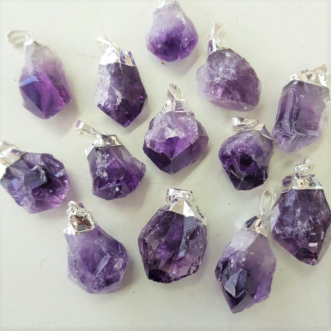Amethyst Rough Point Pendant Capped