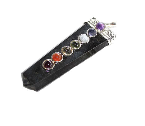 Flat Chakra Pendant-Black Torumaline