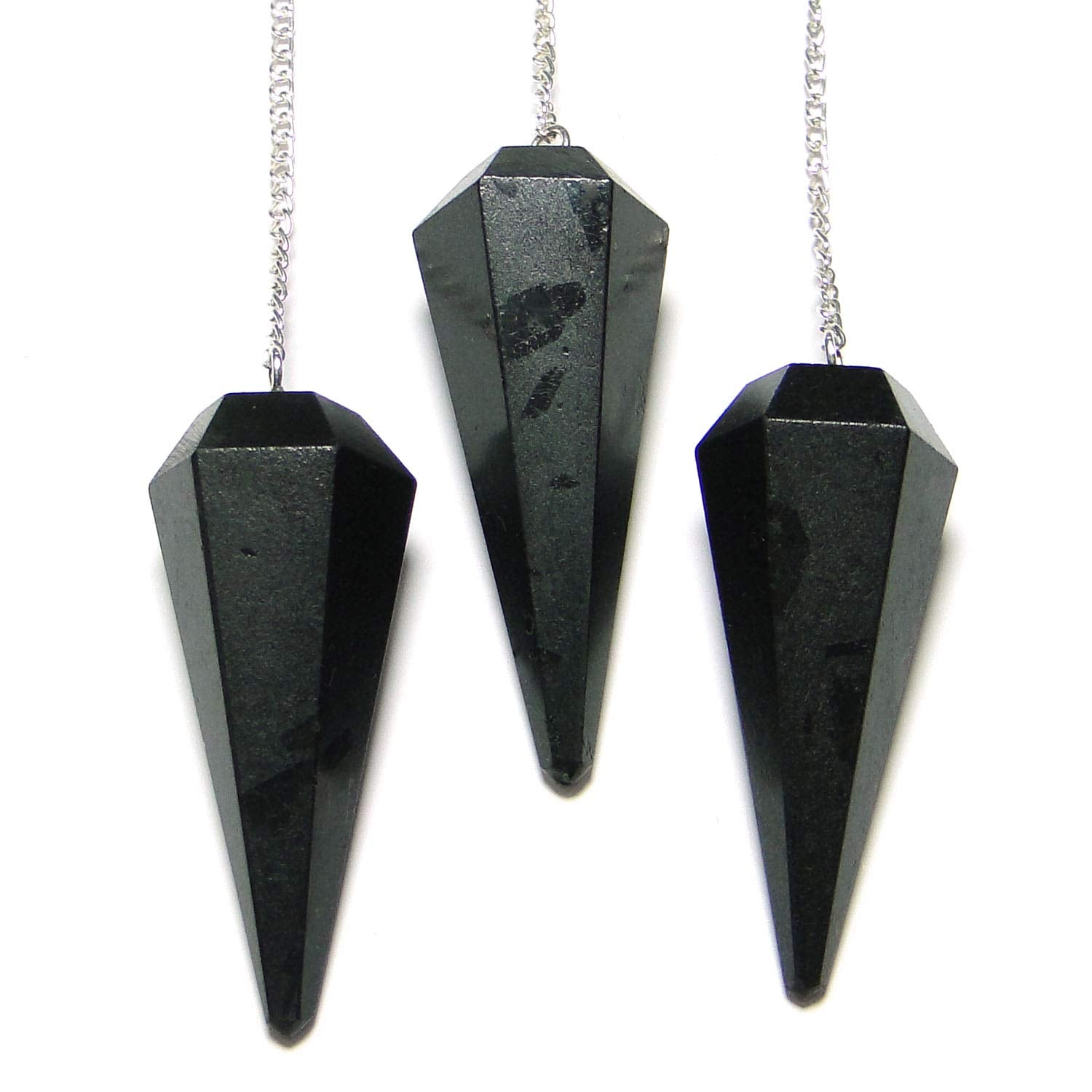 Black Tourmaline Faceted Pendulum