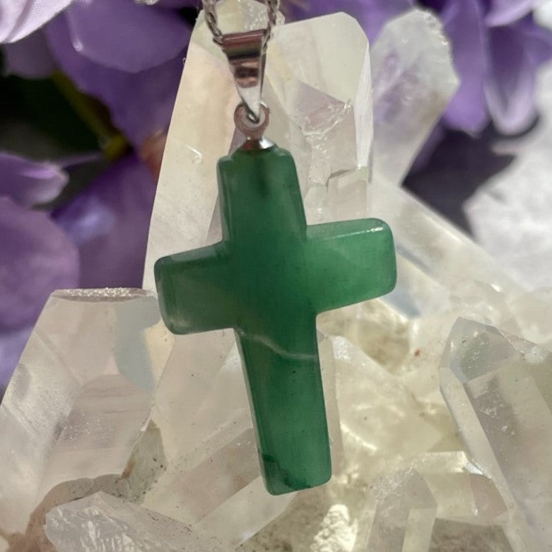 Green Aventurine Cross Pendant