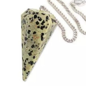 Dalmatian Jasper Faceted Pendulum