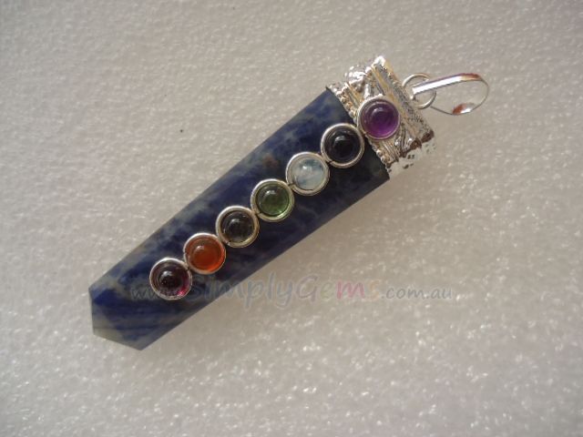 Flat Chakra Capped Pendant - Sodalite