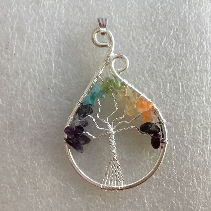 Pendant - Tree of Life - Teardrop - Chakra - 1pc