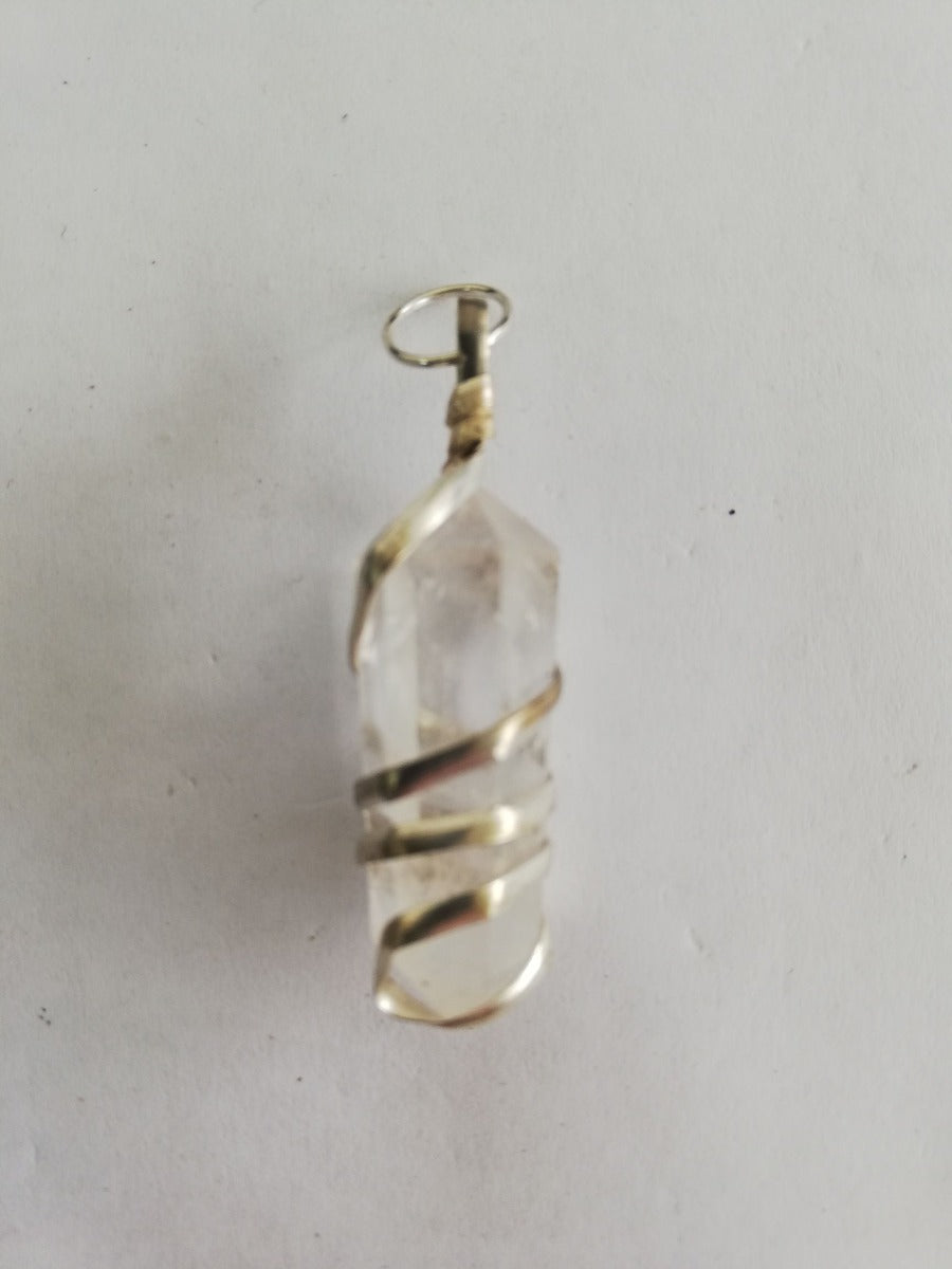 Clear Quartz - Wire Wrapped DT Point Pendant