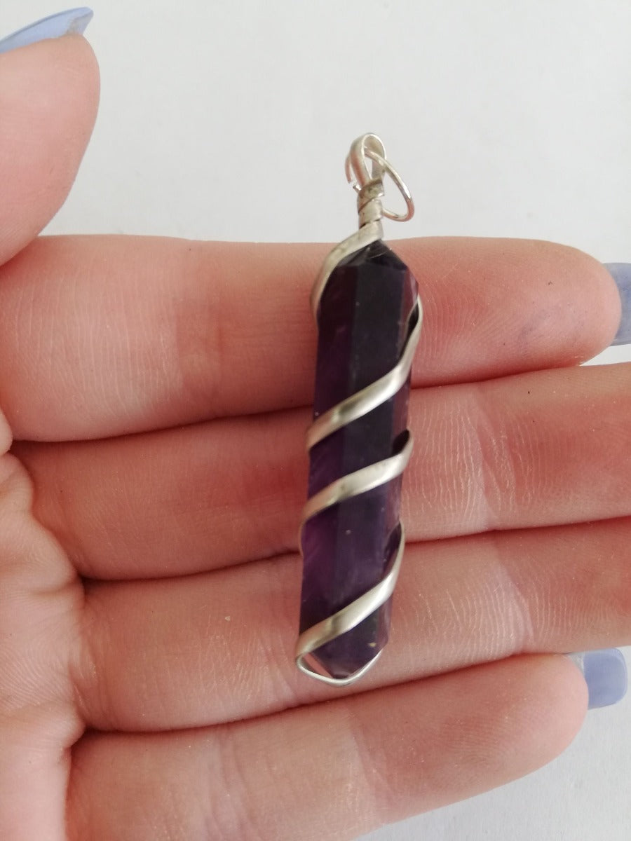 Amethyst - Wire Wrapped DT Point Pendant