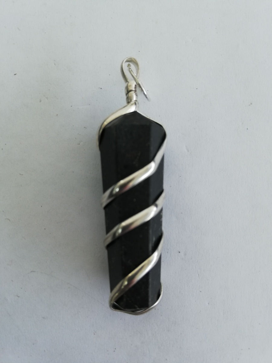 Black Tourmaline - Wire Wrapped DT Point Pendant